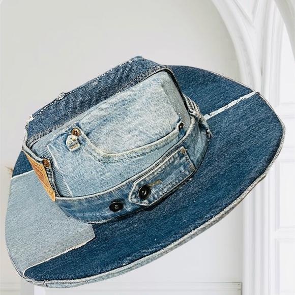 Levi\'s Blue Denim Patchwork Hat main image 4